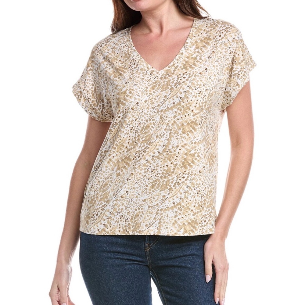 Tommy Bahama Tan Patterned Short Sleeve Top NWT Size XL